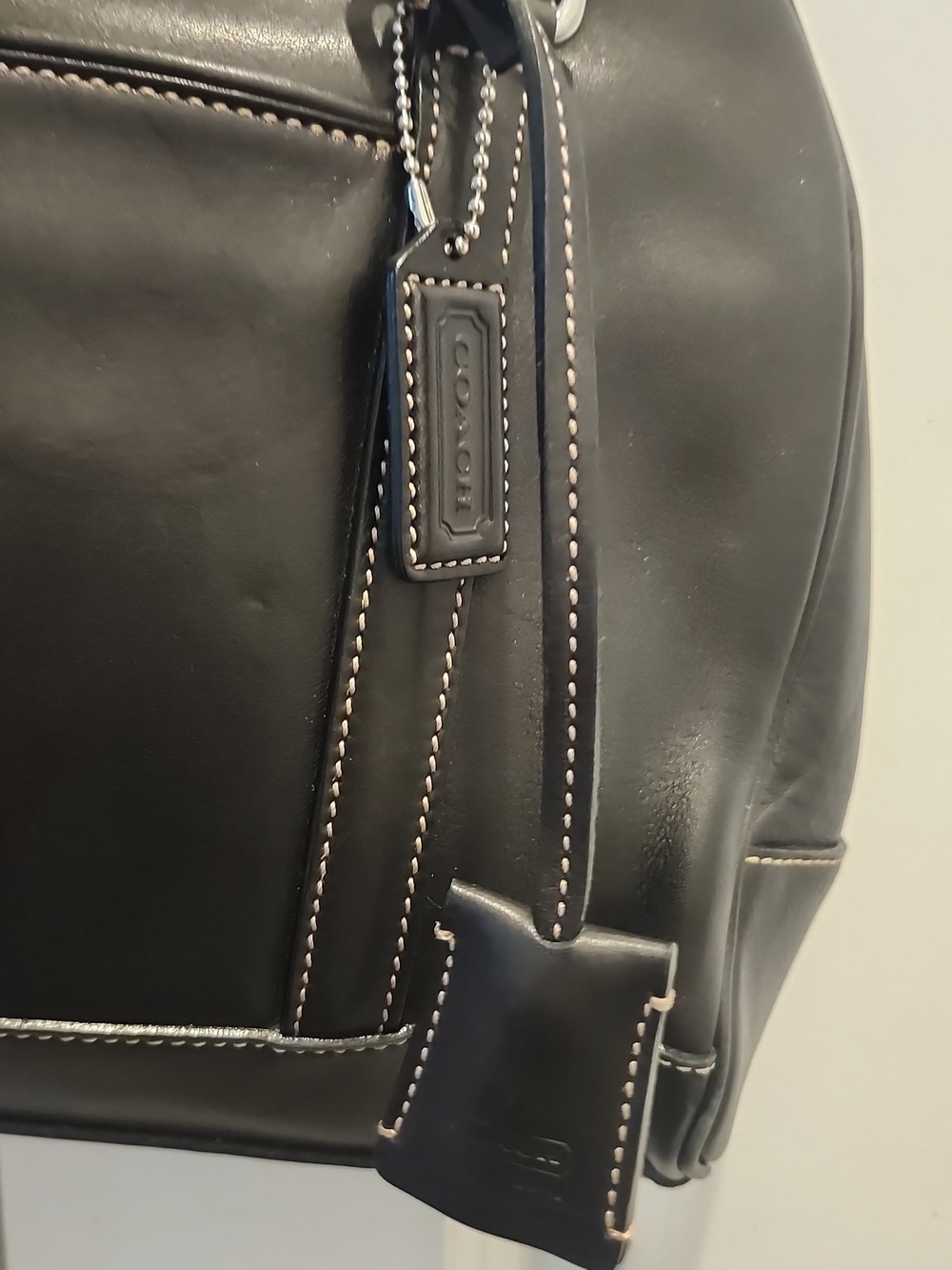 Vintage Coach Classic Black Leather Dome Satchel Handbag - Picture 3 of 5